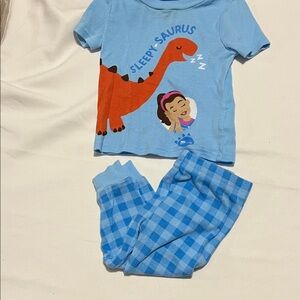 Rachel Blue and Orange Sleepy Saurus Kids Pajama Set